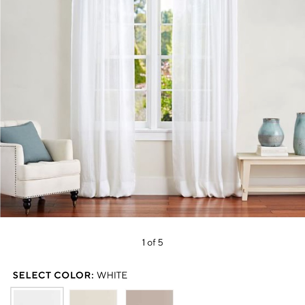 Pottery Barn Belgian Flax Linen Rod Pocket Sheer Curtain